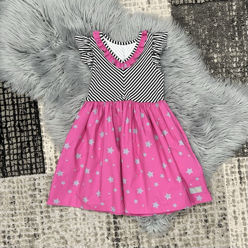 Eleanor Rose Pink With Gray Stars Harper Dress Size 14-16